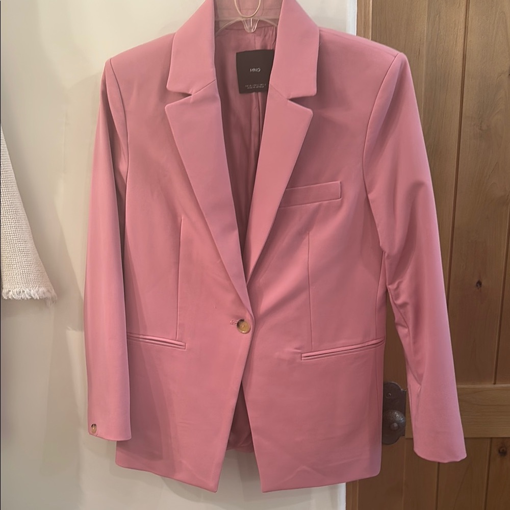 Mango Pink Blazer Tailored Suit Jacket